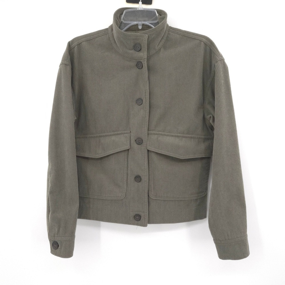 Avec Les Filles Corduroy Jacket Women Small Olive Green Cropped Utility